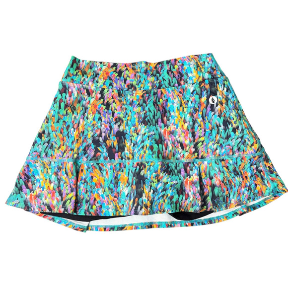Dona Jo Skort Skirt Small Womens Blue Multi Abstract Tennis Pickleball Shorts - Picture 2 of 8